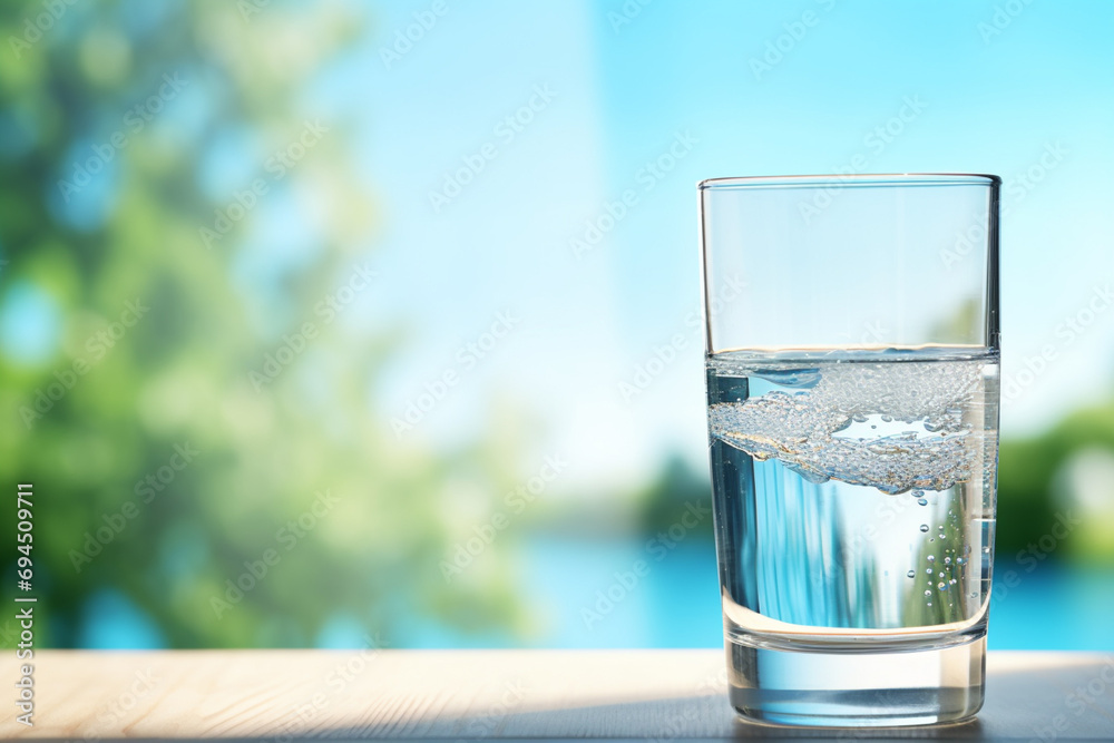 Image photo of delicious tap water, bright background Image photo of delicious tap water, bright background