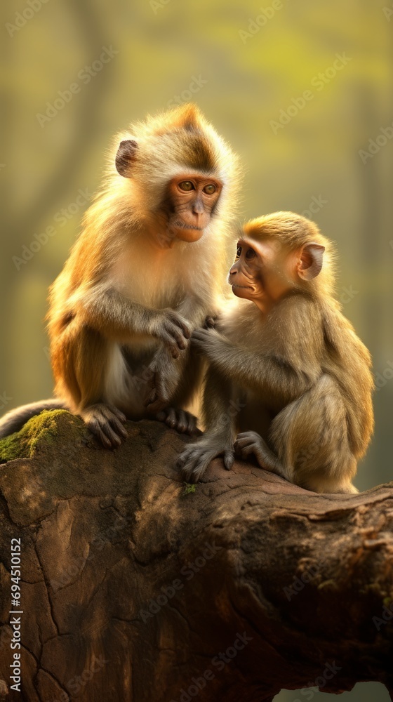 Close ties of monkey families. Wildlife of monkeys Close ties of monkey families. Wildlife of monkeys
