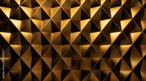 Elegant 3D geometric wall panel with a luxurious golden finish, showcasing a sophisticated pattern with depth and texture.