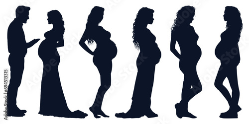 pregnant woman or pregnant lady silhouette vector
