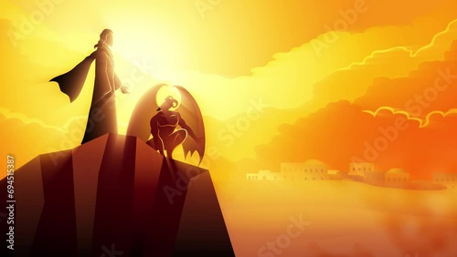Biblical motion graphic series, the temptation of Jesus Christ photo