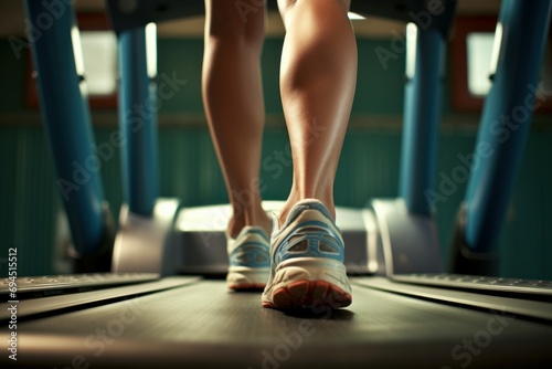 Move legs on treadmill. Running machine. Generate Ai