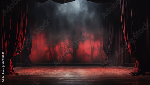 赤いカーテンのステージ,Red Curtain Stage,Generative AI	 photo