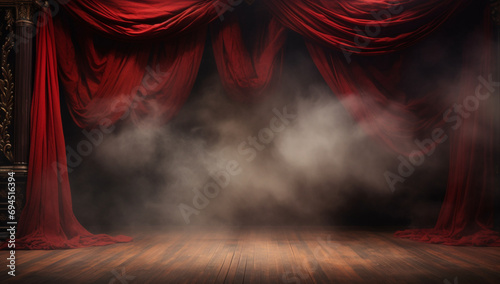 赤いカーテンのステージ,Red Curtain Stage,Generative AI	 photo