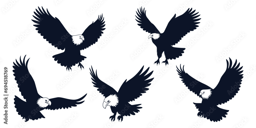 American Eagle Bird Silhouettes Vector art American Eagle Bird Silhouettes Vector art