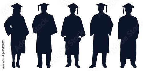 University Students or graduates celebrating silhouettes vector art