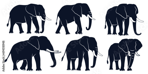 Canvas Print Animal Elephant silhouettes vector art