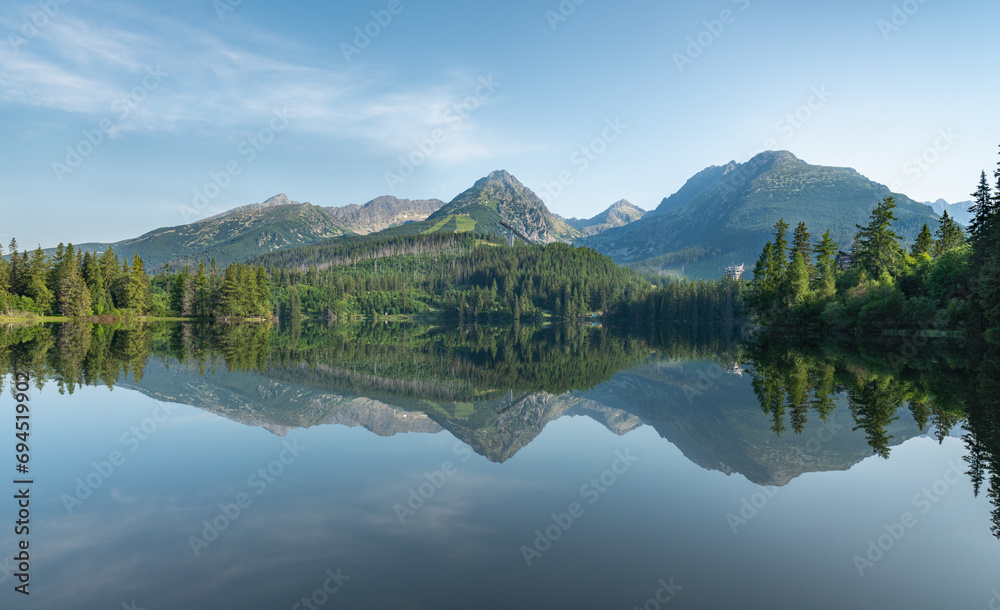 Lake reflection montains.