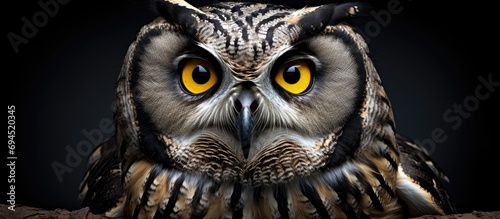 Black-banded owl- intense gaze. © AkuAku
