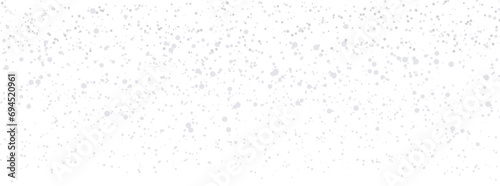 Seamless realistic falling snow or snowflakes pattern isolated on transparent background. Vector Christmas border.