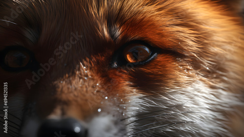 Intimate Close Up of Red Fox Eyes and Fur