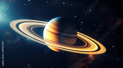  an artist s rendering of the planet saturn with its rings in the foreground and stars in the background.