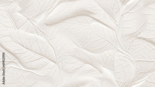 a close up of a white textured wallpaper with a leafy pattern on the outside of the wall.