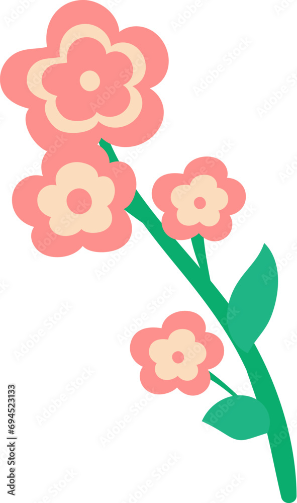 pink flowers. spring decoration nature. Flower garden bloom flat vector. Spring colorful garden flowers. Eps 10