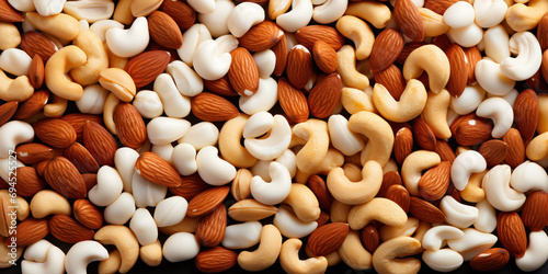 mixture of nuts cashew, almond as a food background