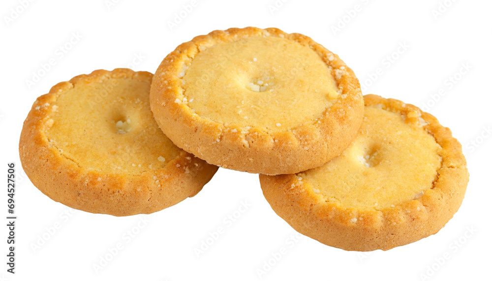 3 Round cookies isolated on transparent background