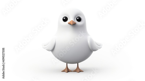 Pigeon cute 3d character isolated on white background ai generated © stocker