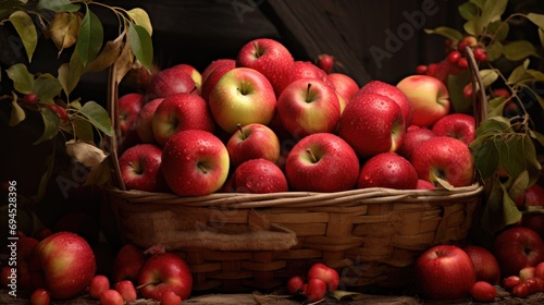 red apples in basket ai generated