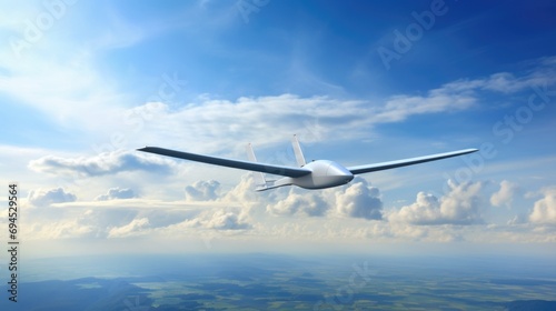 plane flying in the blue sky, 3d render of flying airplane. AI generated