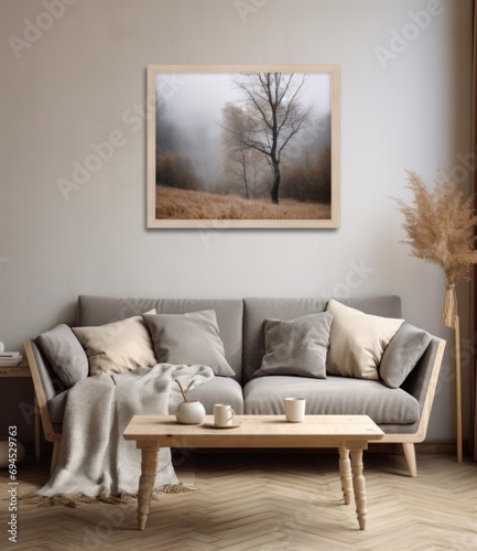 grey sofa in living room