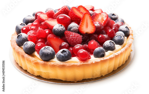 French fruit tart isolated on transparent background