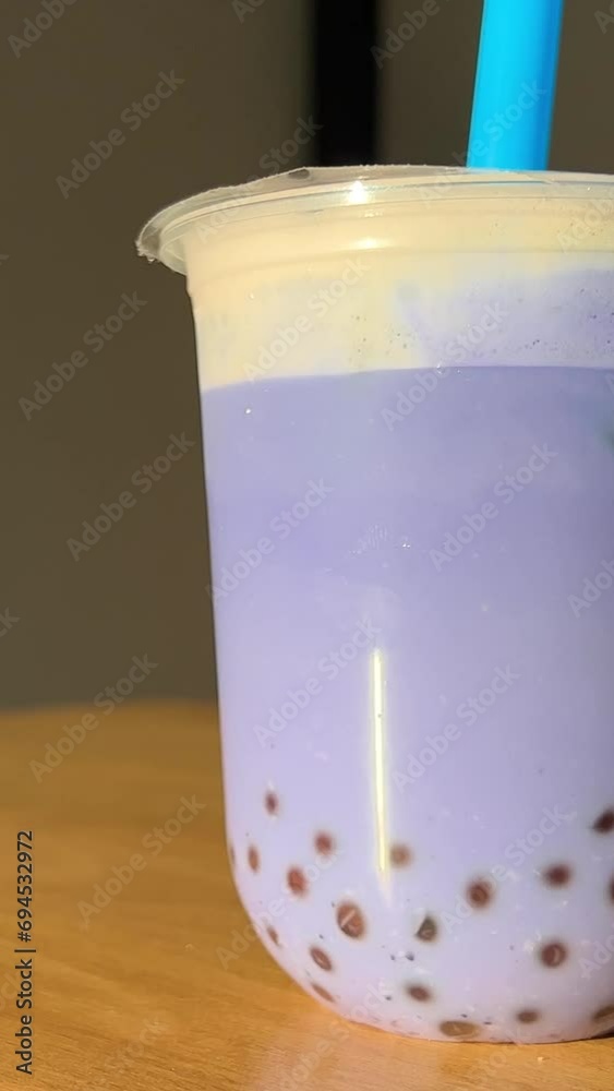 Bubble tea. Bubble tea drinks in plastic glass bubble tea, coffee, milk cocktail, milkshake