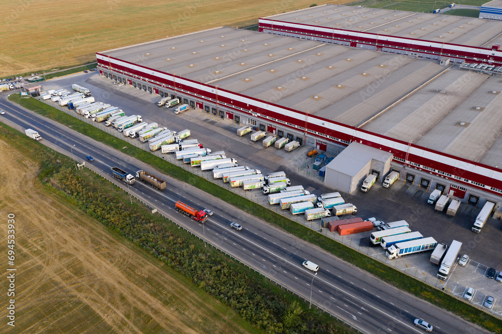 Aerial view of giant logistic center