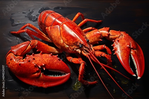 Aromatic Cooked lobster seafood. Animal sea. Generate Ai © juliars