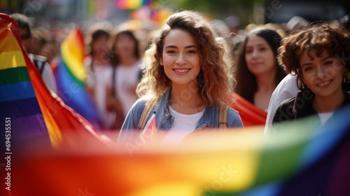 A Happy Girl Finally Attended A Pride Parade In Her Hometown During A Pride Month