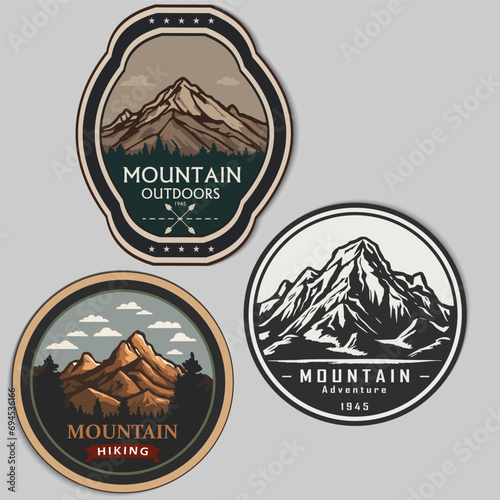 Mountain adventure outdoors hiking badge