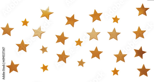 Golden stars glitter isolated on transparent background