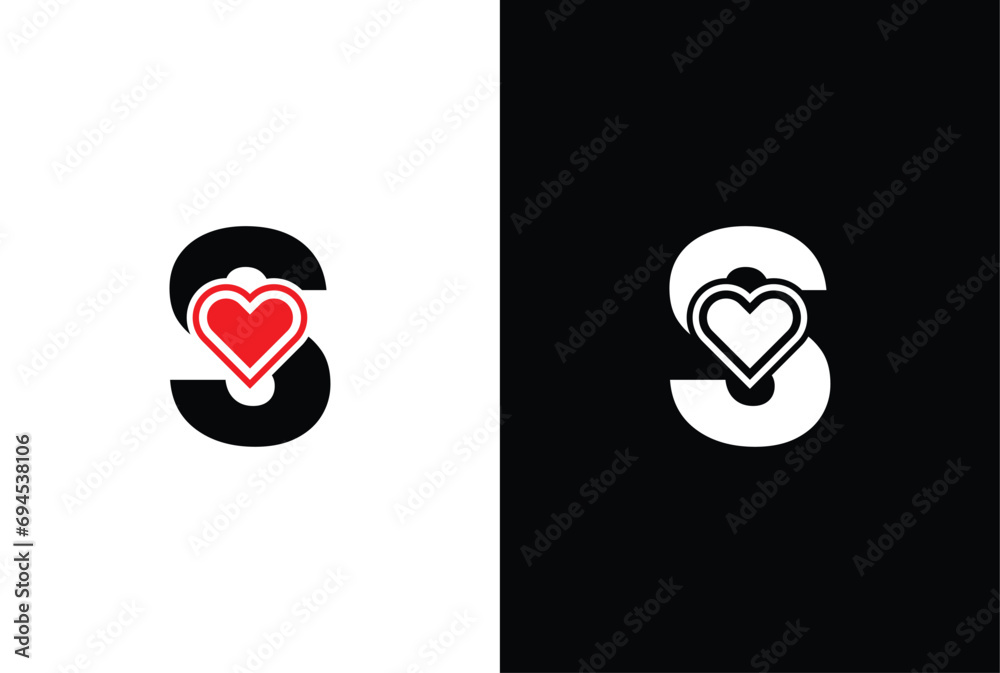 Initial Letter S Love Logo Design. Letter S Valentine logos vector ...