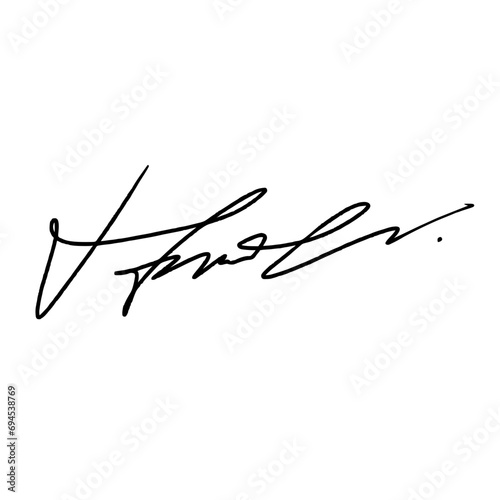 Letter H signature ideas for documents. Vector image with black writing and transparent background. photo