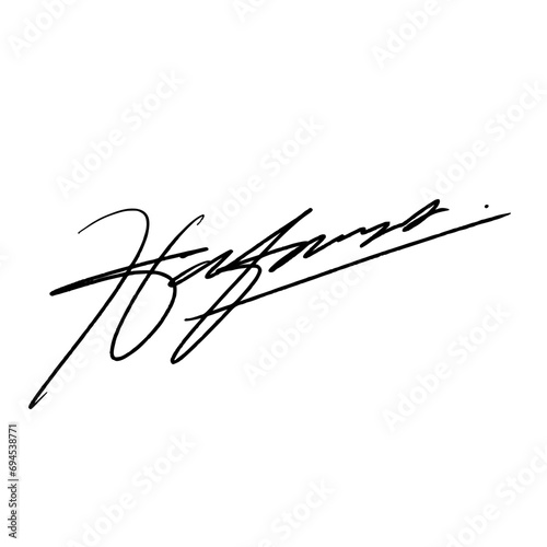 Letter H signature ideas for documents. Vector image with black writing and transparent background.