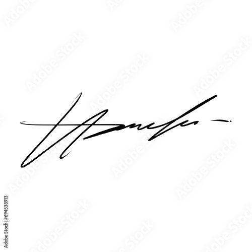 Letter H signature ideas for documents. Vector image with black writing and transparent background.