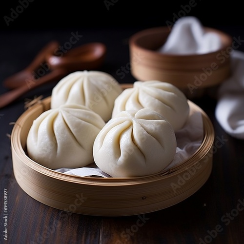 Baozi Delight: Exquisite Filled Bun in Minimalist Style, A Culinary Masterpiece