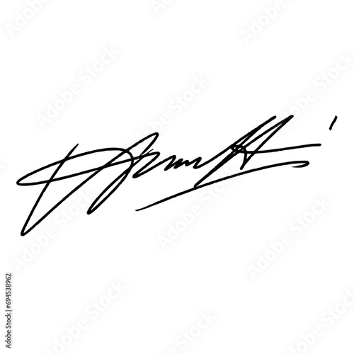 Letter H signature ideas for documents. Vector image with black writing and transparent background.