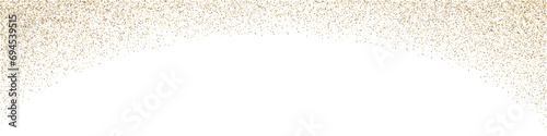 Gold dust glitter overlay background. Sparkling golden falling confetti border. Sequin dust frame wallpaper for wedding or christmas banner. Vector illustration.