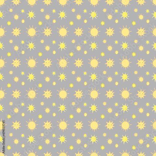 Solar pattern, solar eclipse. Sun. Illustration for fabric.