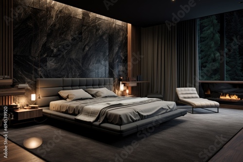 Modern disigner touch bedroom. Contemporary interior ideas photo