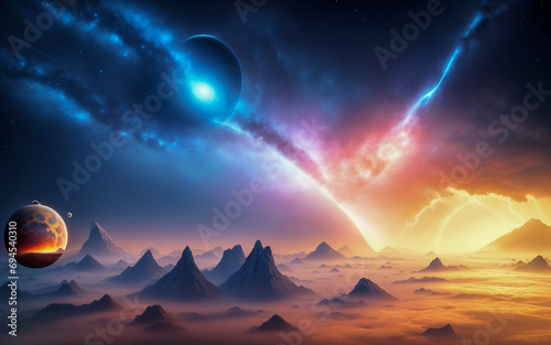 space planets abstraction illusion stars nebula burn