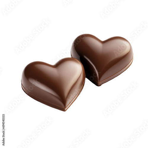 Romantic, beautiful, sweet, chocolate hearts isolated on a white background. Top view. 