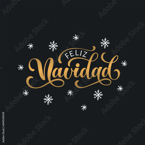 Feliz Navidad text meaning Merry Christmas in Spanish  hand drawn lettering typography. Modern brush calligraphy. Design for poster  greeting card  banner  print  invitation
