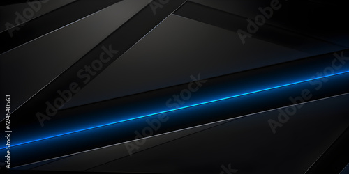 Dark grey black abstract background with blue glowing lines design for social media post, business, advertising event. Modern technology innovation concept background