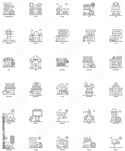 City, elements, icon, urban, skyline, building, architecture, cityscape, modern, downtown, skyscraper, design, vector, graphic, illustration, silhouette, metropolis, symbol, landmark, outline, flat photo