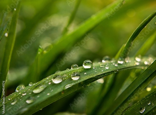 Leaf dew detail closeup, macro photography