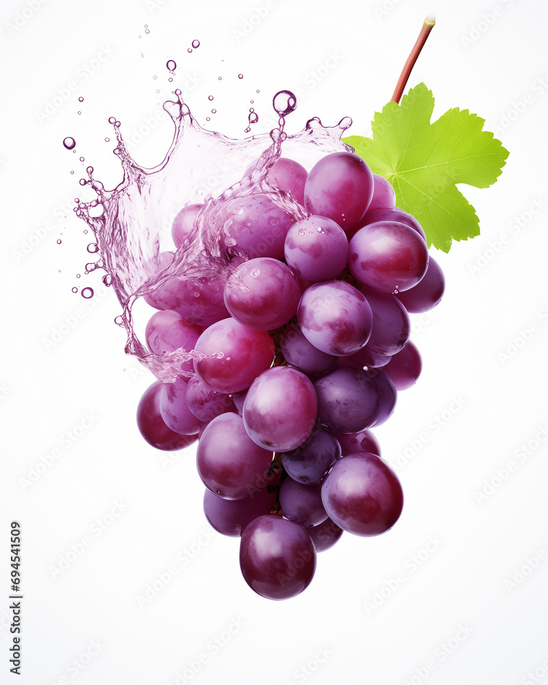 Grapes in water and flying in the air 