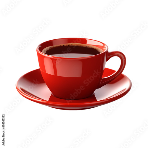 Red coffee cup isolated on transparent background