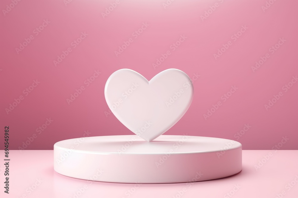 Mock up with podium for product display. Saint Valentine's day pink background