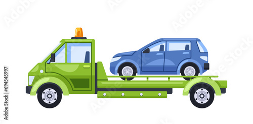 Tow Truck Efficiently Handle Improper Car Parking Situation, Evacuating Vehicle To Penalty Area, Ensuring Compliance